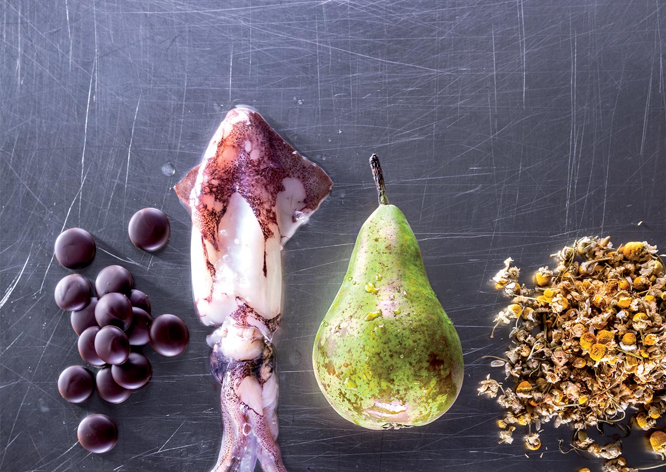 Chocolate squid pear pairing